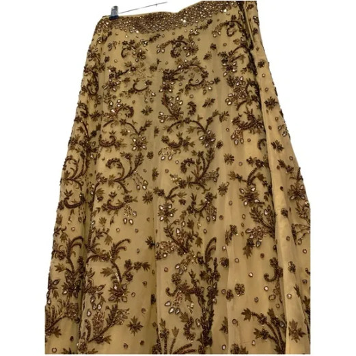 Lehenga Choli Intricate Beadwork Long Flowing Skirt Gorgeous Embroidered Cream