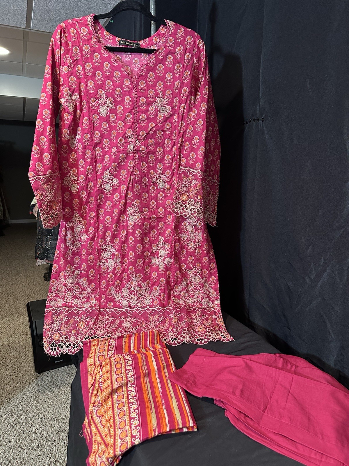 Beautiful Emb Cut Work Lawn / Cotton 3 Pc Suit. Bin Saeed- Medium & Large – $35