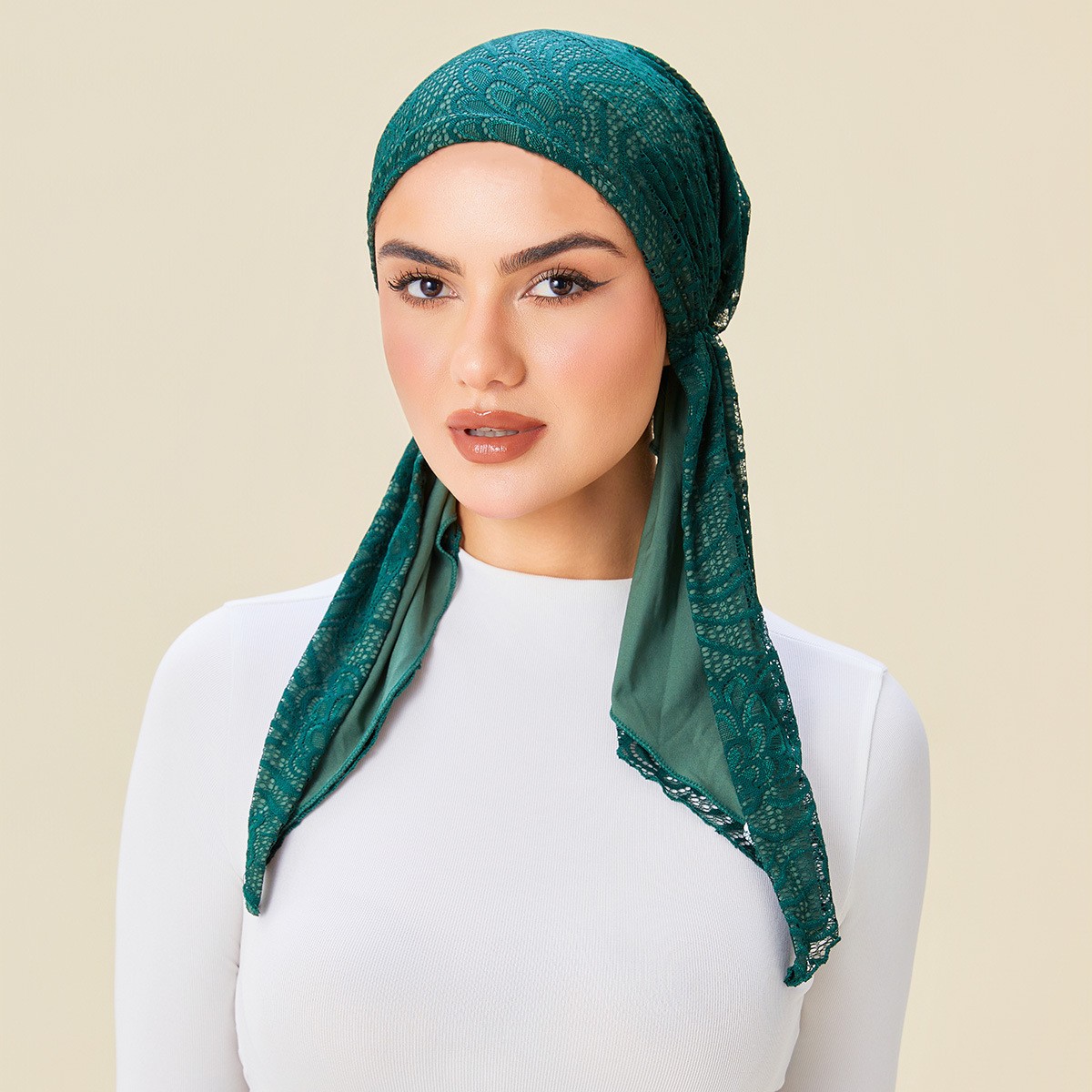 African Women Lace Turban Head Wrap Pre-Tied Hat Bonnet Scarf Elastic Hijab Cap