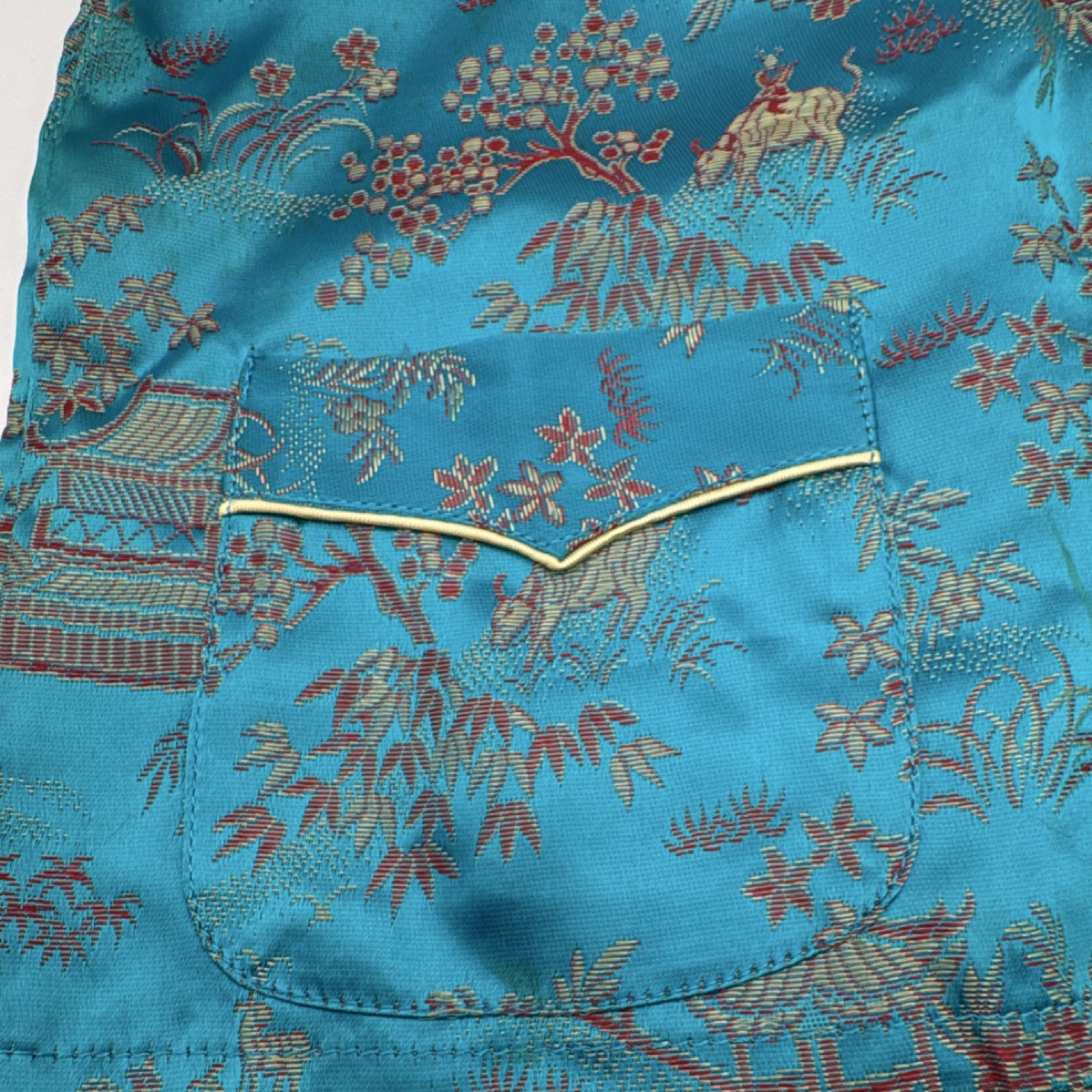 Peony Brand Girls Blue Satin Cheong-sam Traditional Chinese Outfit Set Size 6