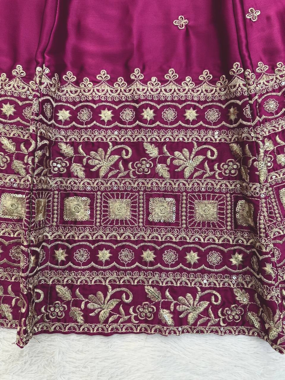 Latest Japan Satin Wine Lehenga Choli With Dupatta For Reception Wear