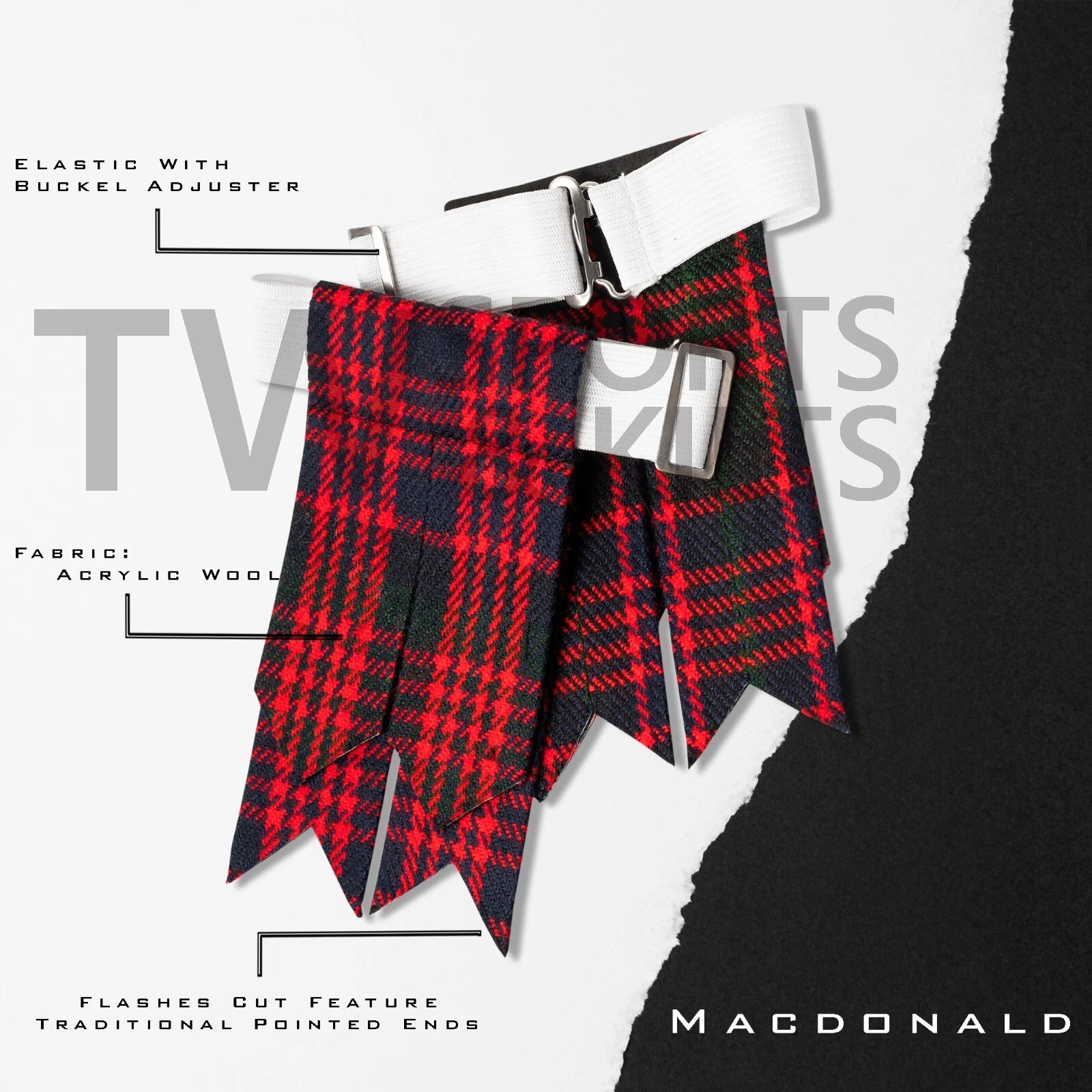 Scottish Men’s Outfit Macdonald Tartan Kilt Set – 10 Pieces Kilt Accessories