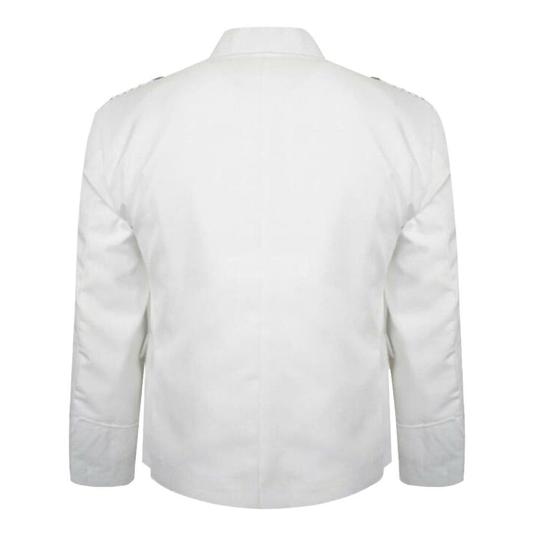 Men’s Scottish White Argyle Serge Wool Jacket 5 Button Vest Jacket