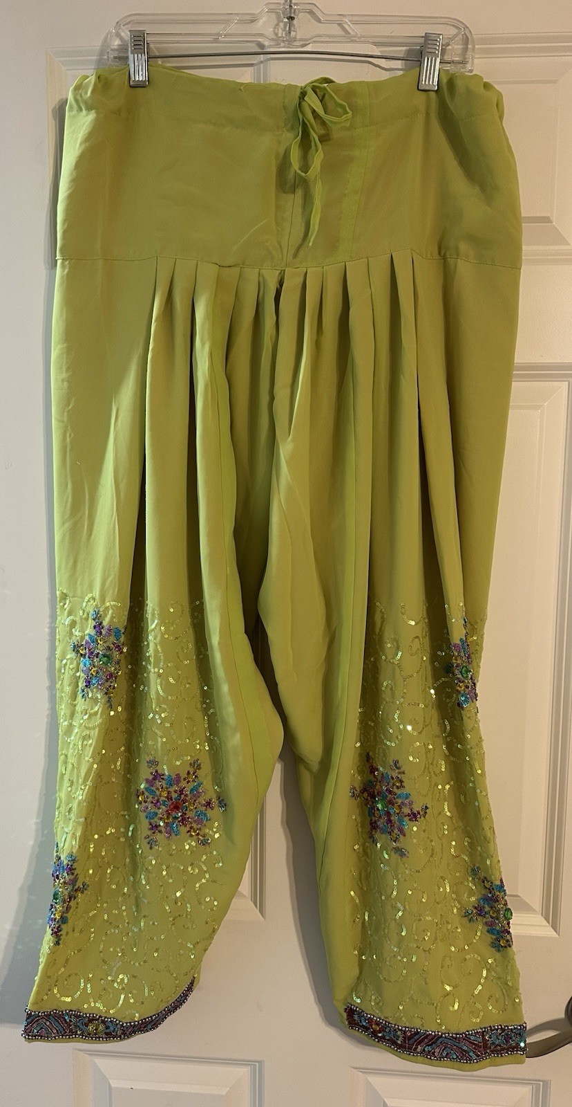 Handmade punjabi Indian Pakistani 3pc Salwar Kameez Lime Green See Pics For Size