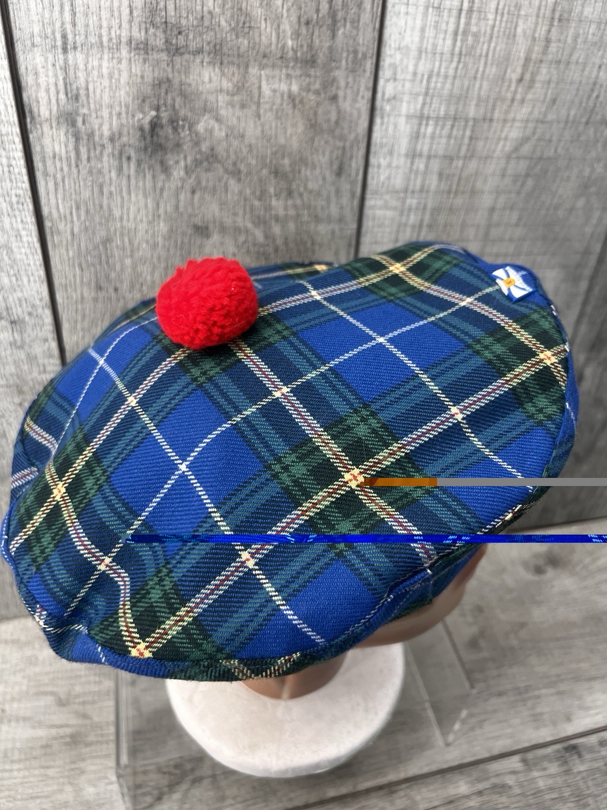 VINTAGE AUTHENTIC NOVA SCOTIA TARTAN TAM Beret Wool Blend EUC