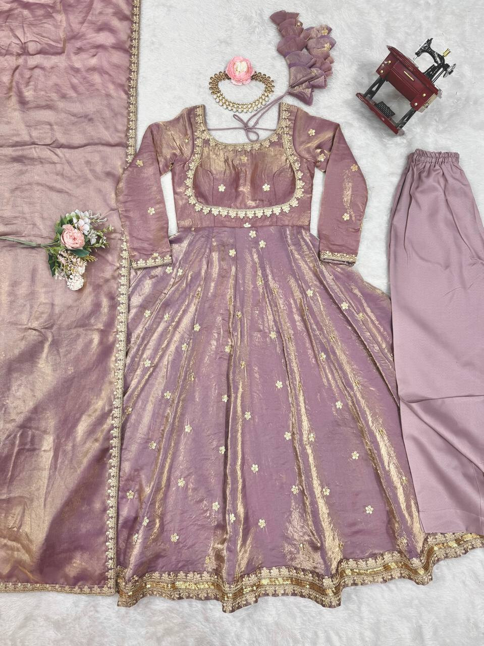 New Beautiful Fandy Silk Salwar Kameez With Dupatta For Reception Wear