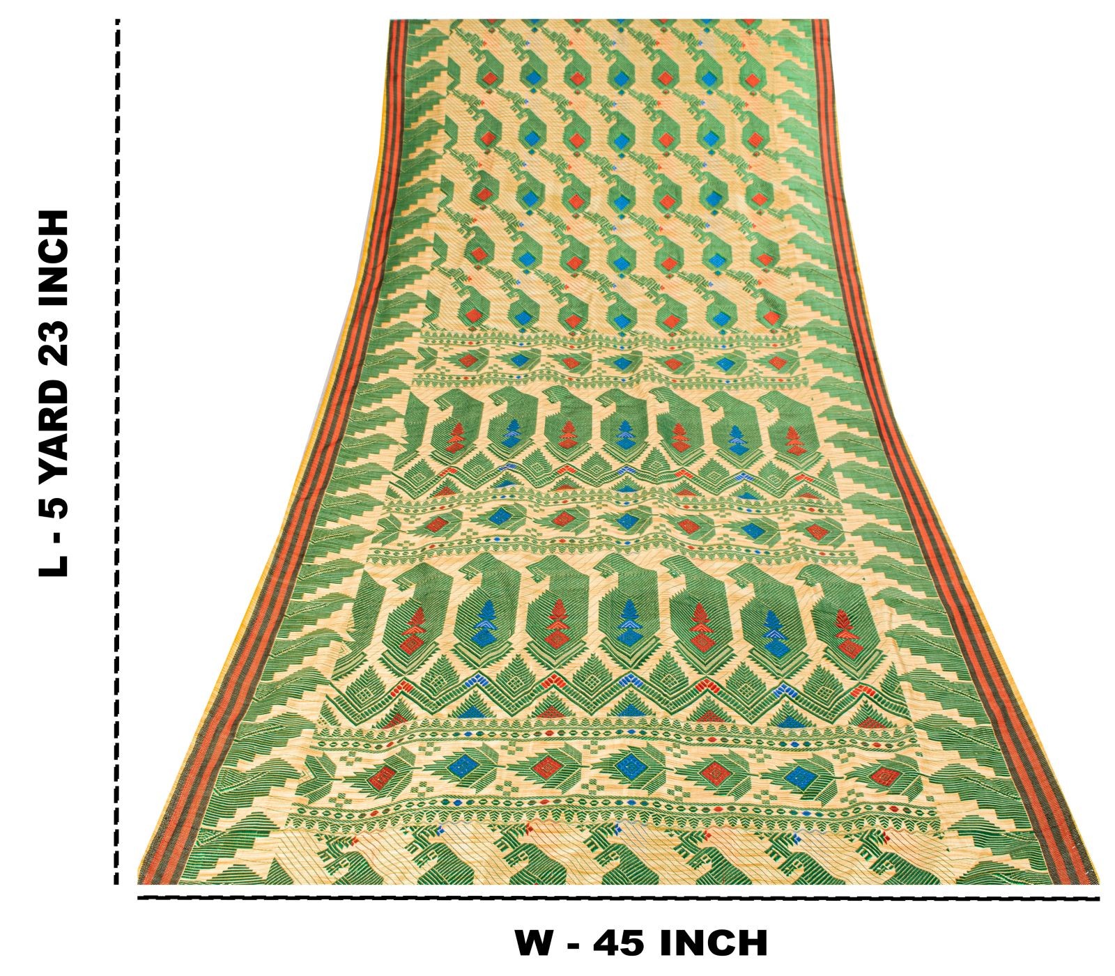 Sanskriti Vintage Cream Art Silk Saree Jamdani Handwoven Bengali Sari 5+Ydfabric