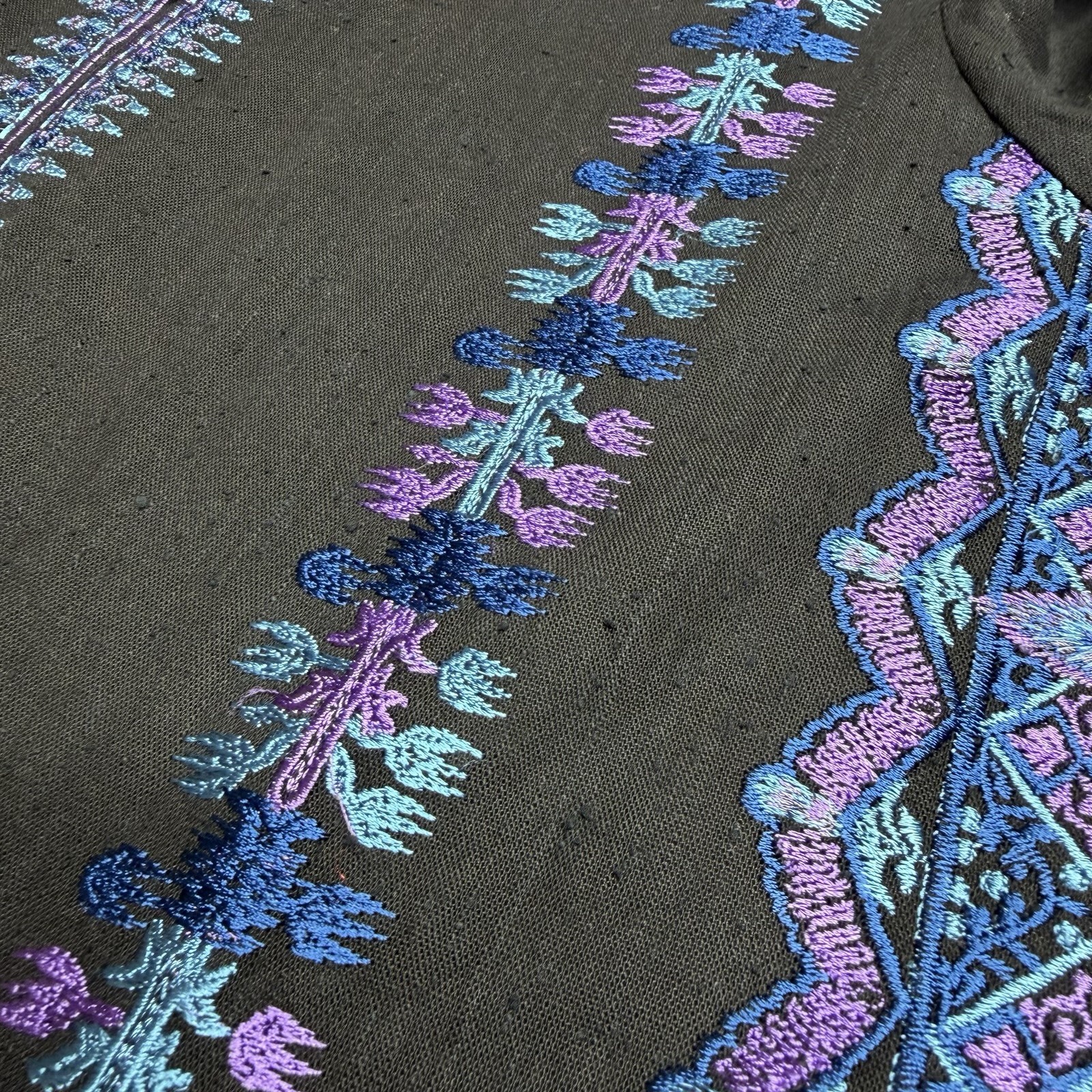 Sana Safinaz Floral Embroidered Kurta Tunic Medium M Black Blue Purple Pakistani