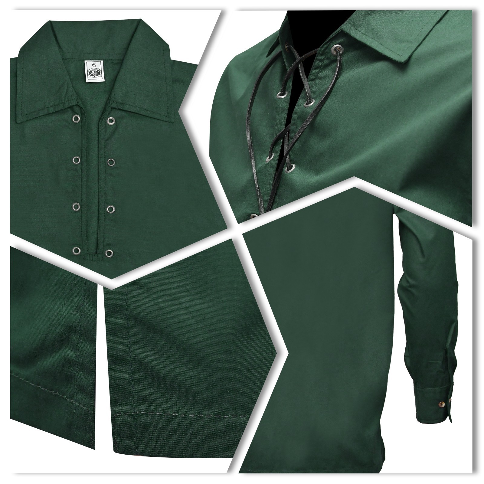 Jacobite Shirt for Men Scottish Ghillie Kilt Shirt Long Sleeve Lace Up Medieval