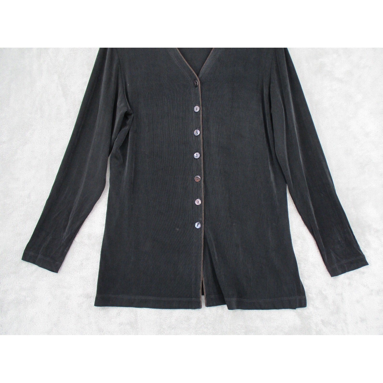 Chicos Blouse 1 US Medium Travelers Slinky Knit Minimalist Travel Topper Stretch