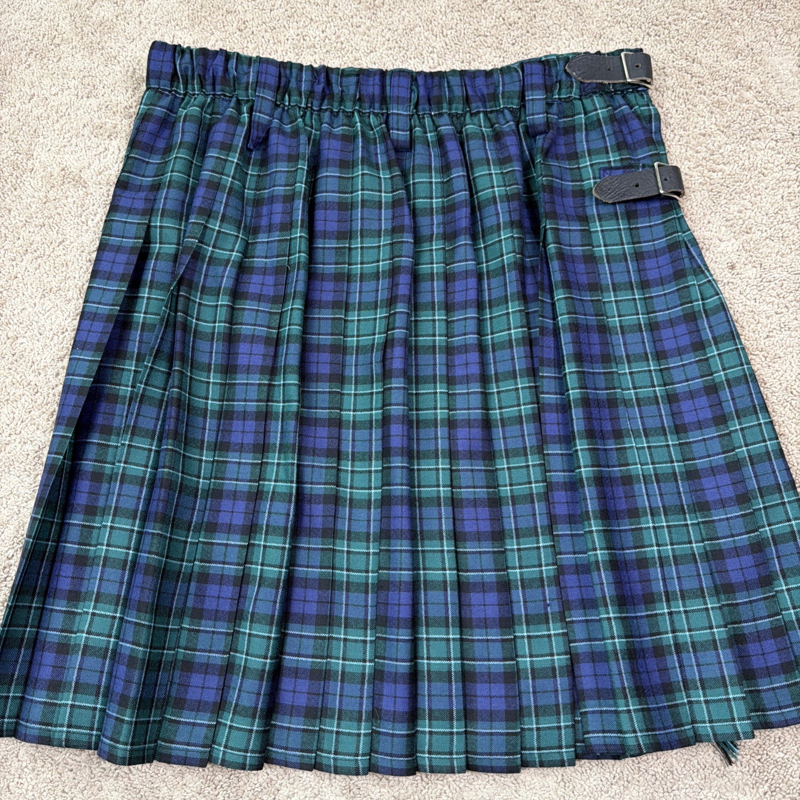 Sport Kilt Green Plaid Made in USA Hook & Loop Closure PolyBlend Black Watch