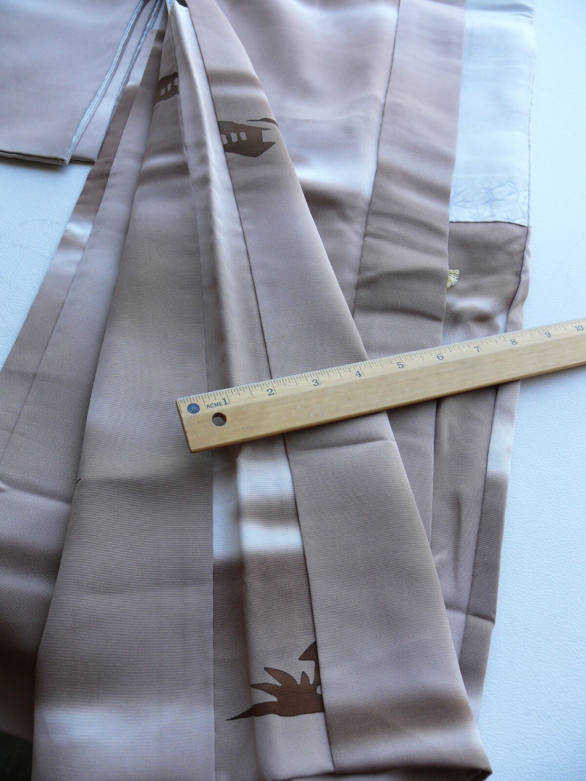 100% SILK VINTAGE SILK HAORI JACKET:Classic Rural Landscape MOCHA @Z83e+