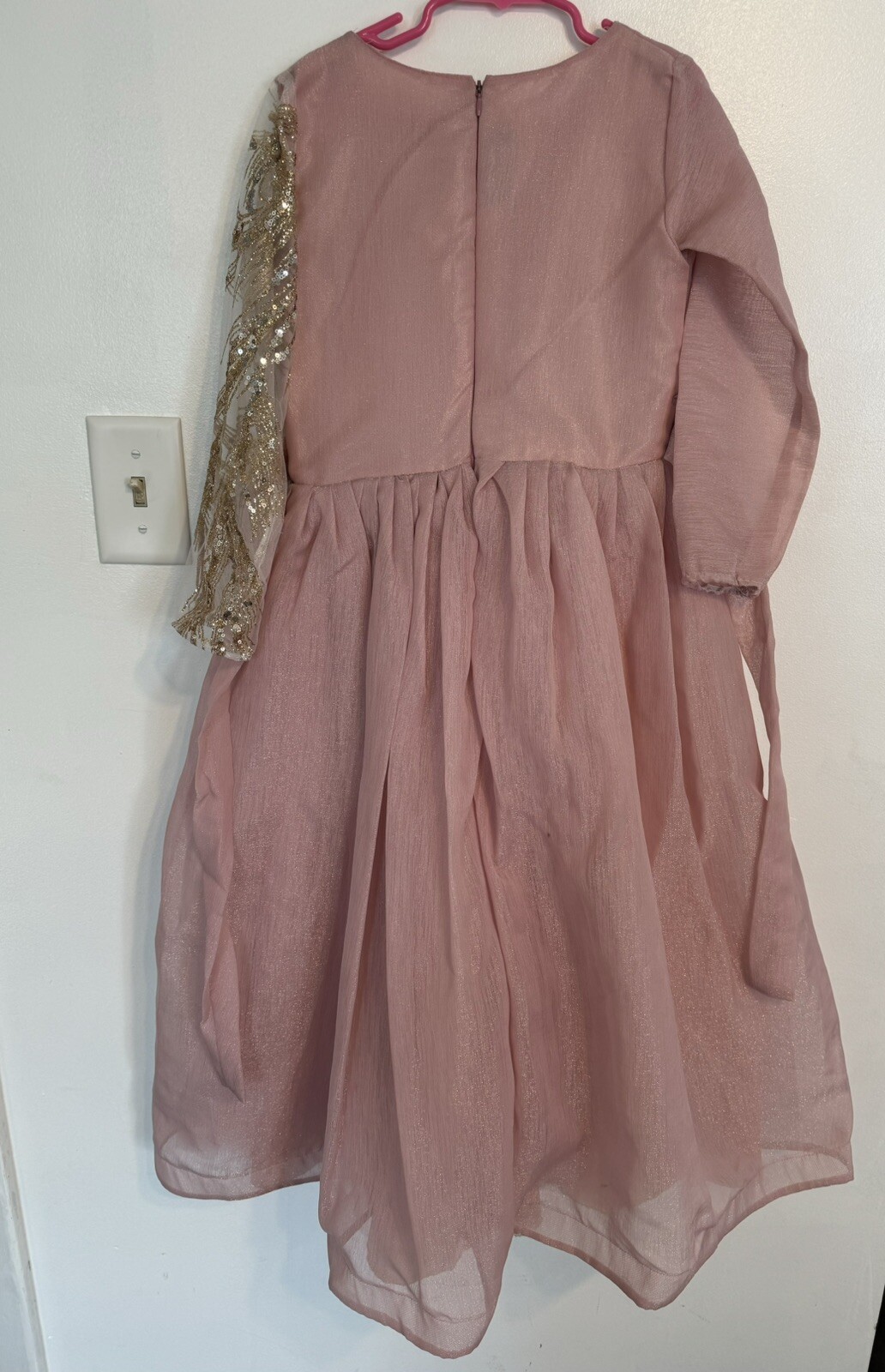 Beautiful Pakistani/indian/ Saudi Pink Golden Girl Dress For Wedding Party Eid