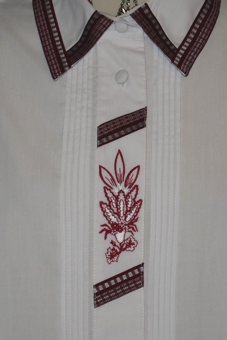 XL B47″ COTTON BLOUSE Shirt PINCH PLEATS + EMBROIDERY German Women Skirt Suit