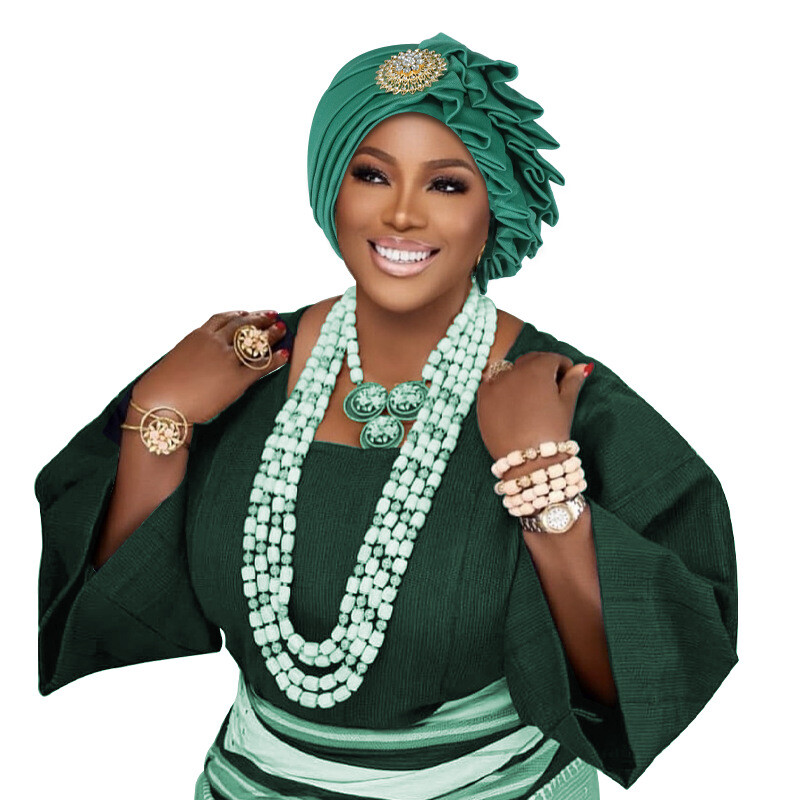 Nigerian Headwear Women Aso Oke African Headtie Gele Turban Wedding Party Bonnet