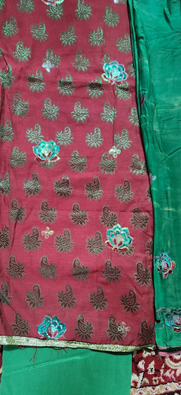 3 Peice Cotton Blend Unstitched open fabric Salwar Kameez dupatta suit Set