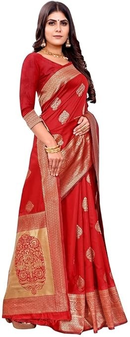Woven Trendy Kanjivaram Soft Lichi Silk Saree With Blouse Piece