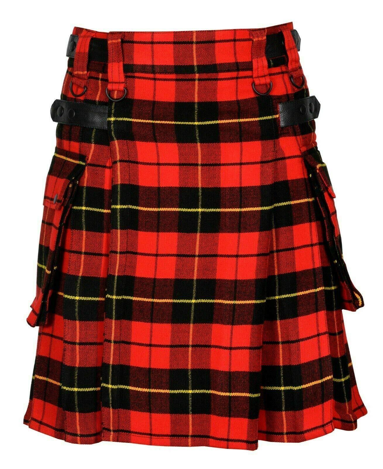 Wallace Tartan Leather Straps Utility Kilts