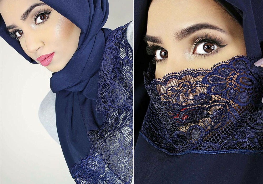 AL- Amira hijab-Women Muslim Cotton Scarf Warp Head scarf Islamic Navy Blue