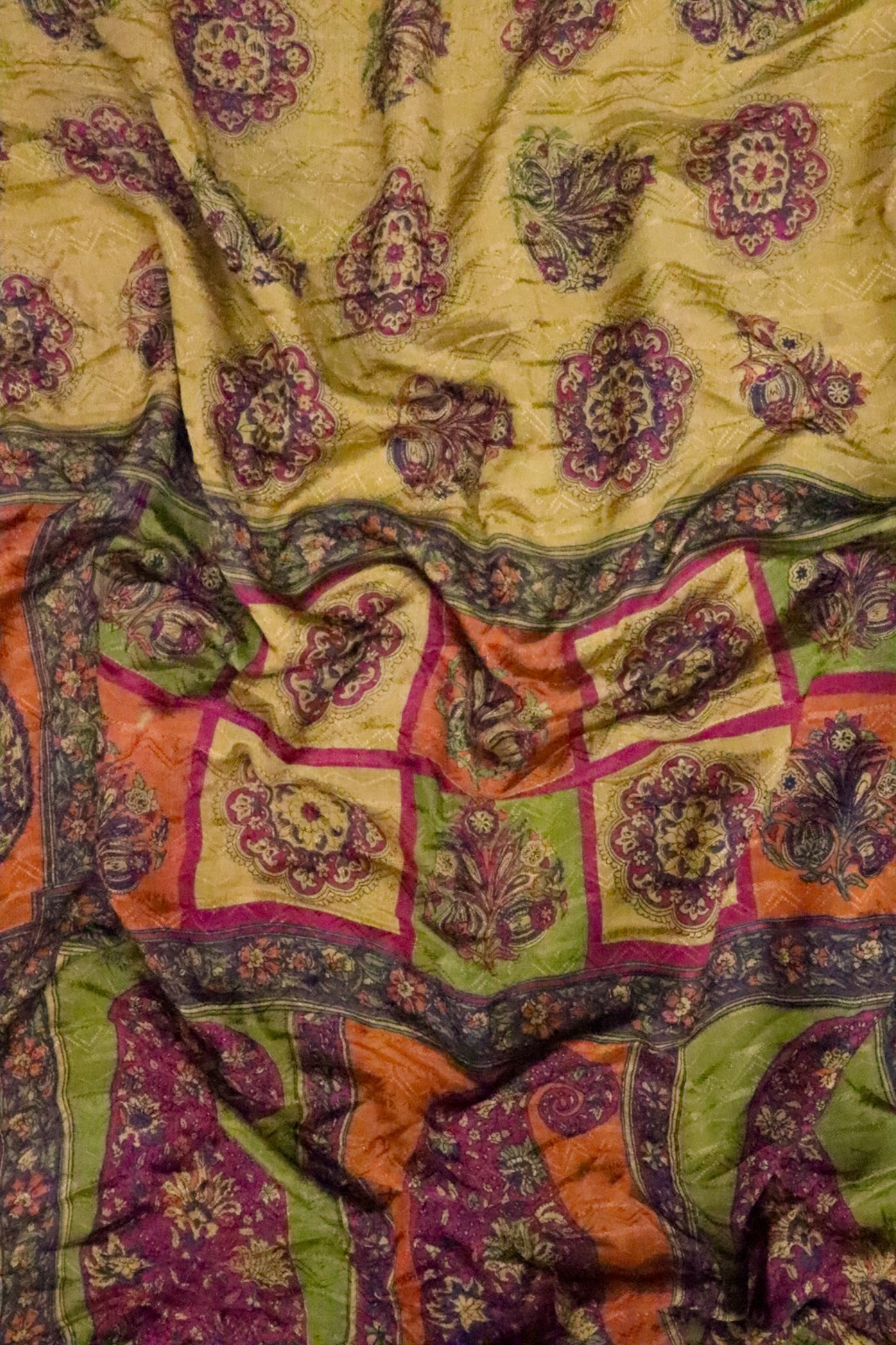 Vintage Chiffon Silk Saree, Lightweight Fabric for DIY & Sewing CS1299