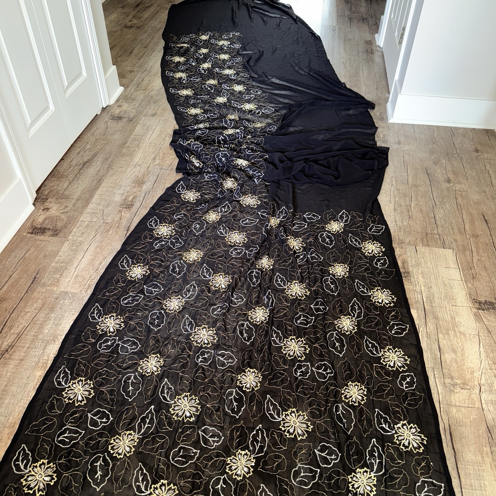 Indian WOMENS NWT‎ SYNTHETIC BLACK SEQUINS w/Attach BLOUSE PC SAREE SARI FABRIC