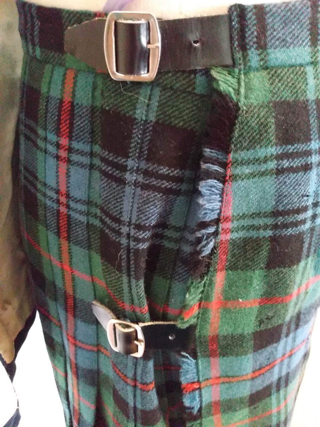 LOT Ladies XS Scottish Kilt Outfit Blazer Jacket Set Wool Velvet Red Green Skirt