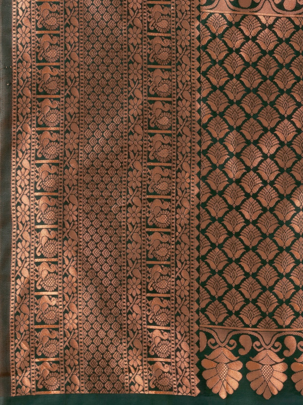 Areca Designer Copper Mor Jhumki Silk saree blouses women Saree Cut – 5.5 Meter
