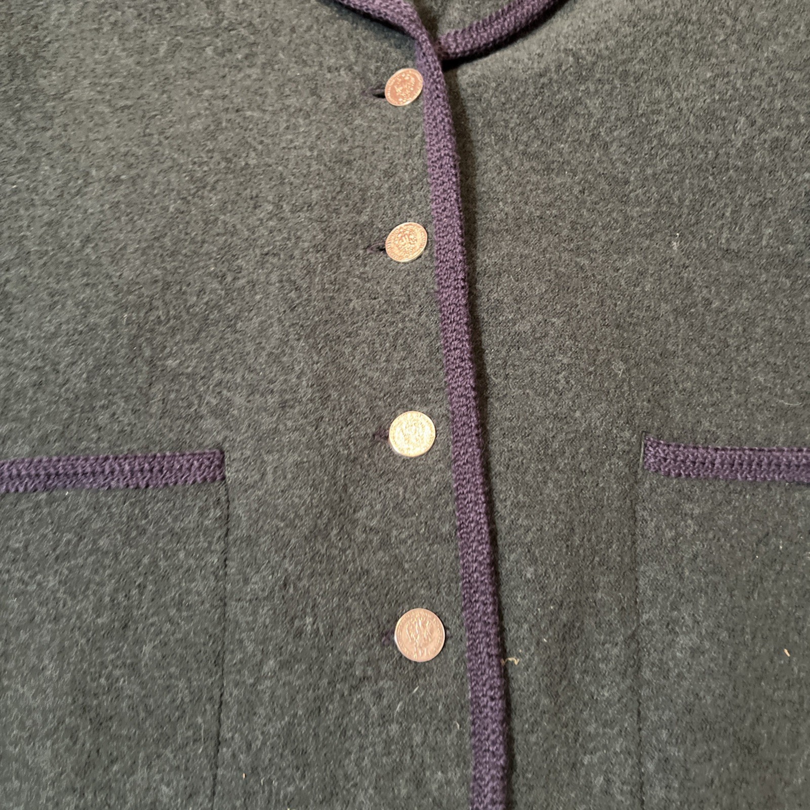 Vintage Giacosa Women’s Green Trachten Jacket Coin Buttons Pure New Wool Size 42