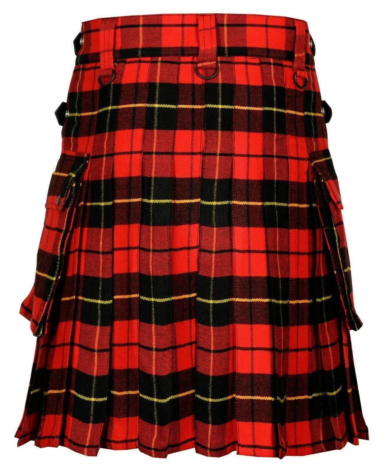 Wallace Tartan Leather Straps Utility Kilts
