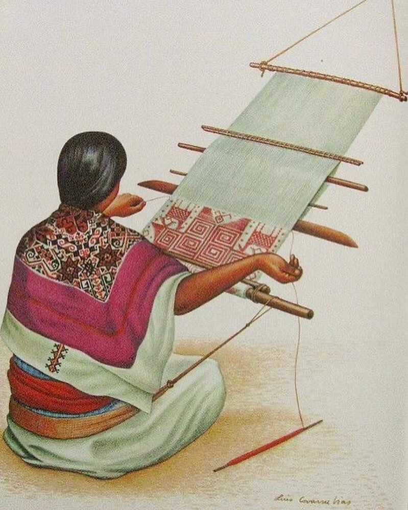 Huipil Salmon & Gray Striped Dress Handwoven Backstrap Loom Mayan Chiapas Mexico