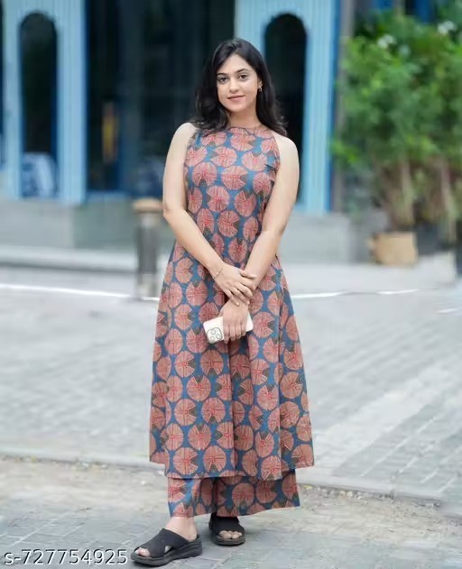 Readymade Cotton Rayon Kurta/Kurti and Palazzo for Women’s Party Festive Outfit