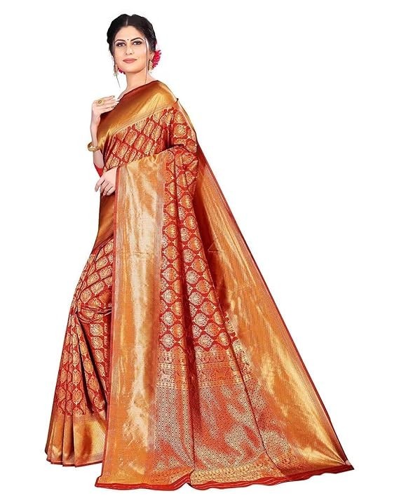 Women’s Trendy Banarasi Kanjivaram Gold Maroon Art Silk Saree with Blouse