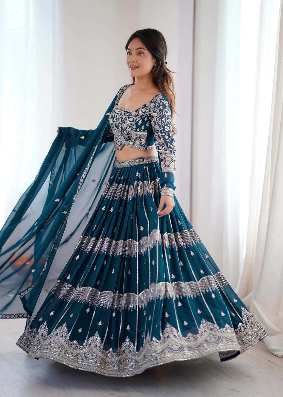 Designer Indian Wedding Faux Georgette Lehenga Choli Set With Fancy Dupatta
