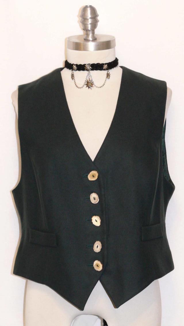 GREEN ~ WOOL ~ German Women Winter Hunting Shooting Riding Dress Suit VEST 6 8 S