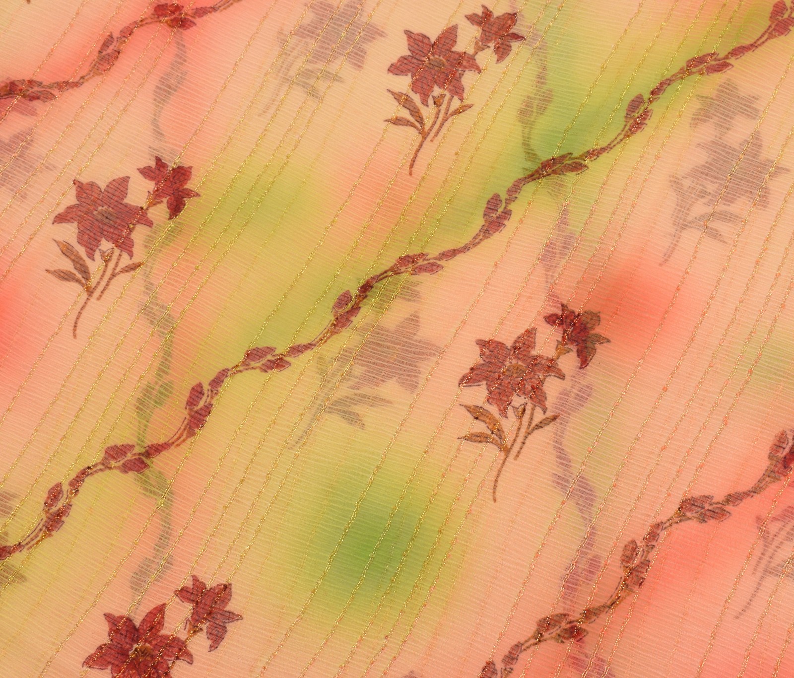 Sushila Vintage Multi-Color Saree Blend Silk Printed Floral Soft Craft Fabric