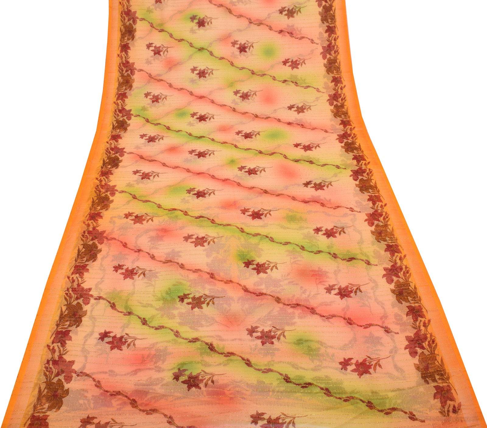 Sushila Vintage Multi-Color Saree Blend Silk Printed Floral Soft Craft Fabric