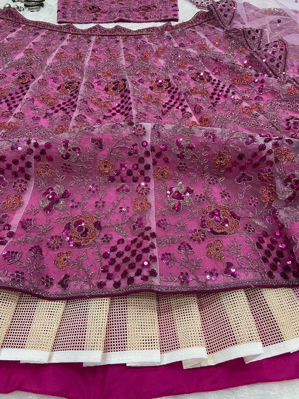 DESIGNER HEAVY SOFT NET LEHENGA CHOLI WITH DUPATTA FOR WEDDING & PARTY