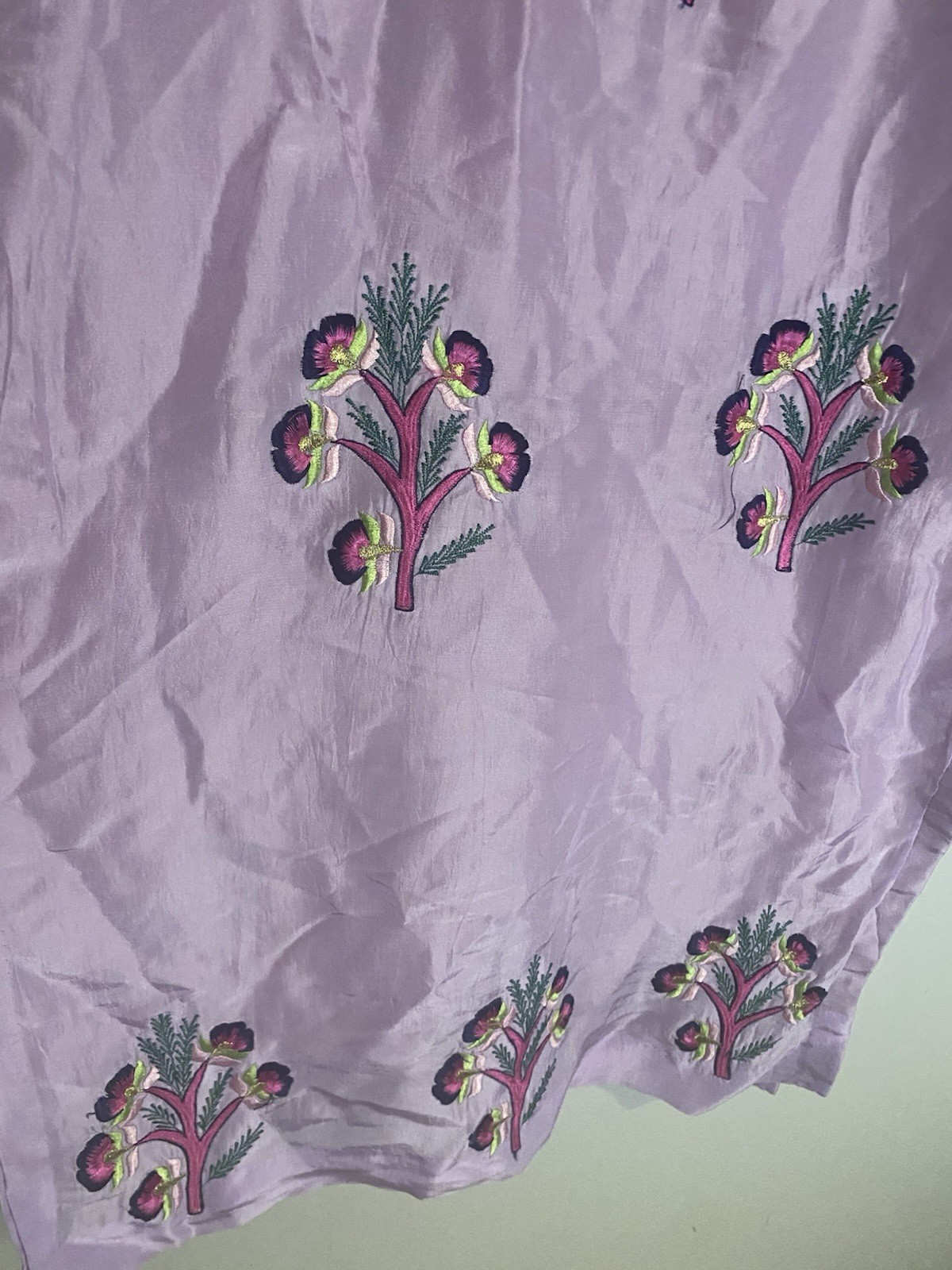 Lavender pure Silk Embroidered plazo Kameez Set Women’s Traditional