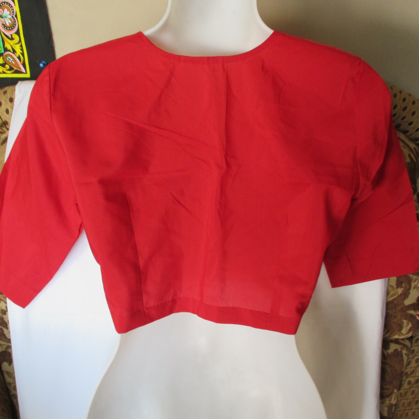 NEW Real RED Fabulous Choli AMAZING BLOUSE For SARI Skirt TOP 32″ BUST E Small