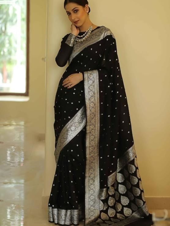 Women’s Kanjivaram Soft Pure Silk Banarasi Sarees With Blouse Piece