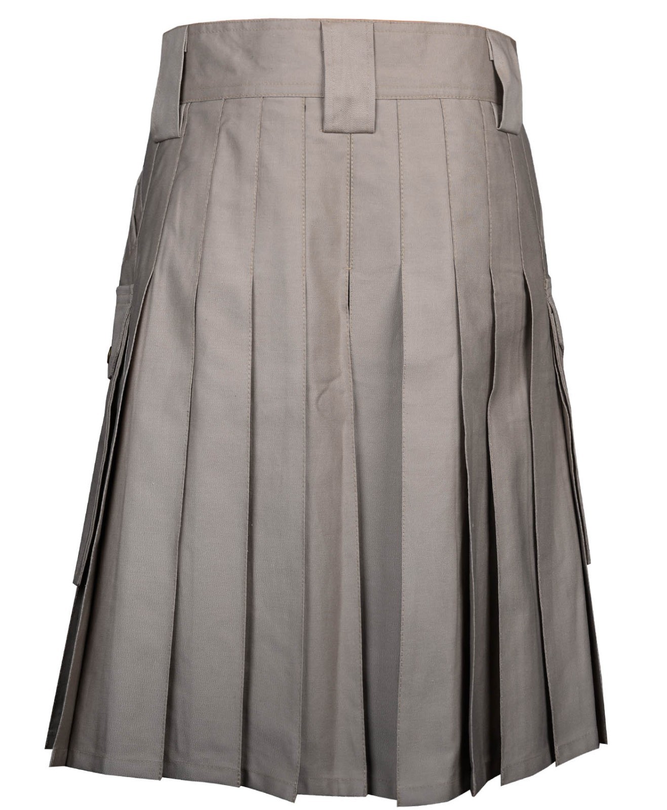 Men’s Beige Cotton Utility Kilt Tactical Cargo Pockets Heavy Duty Custom Size