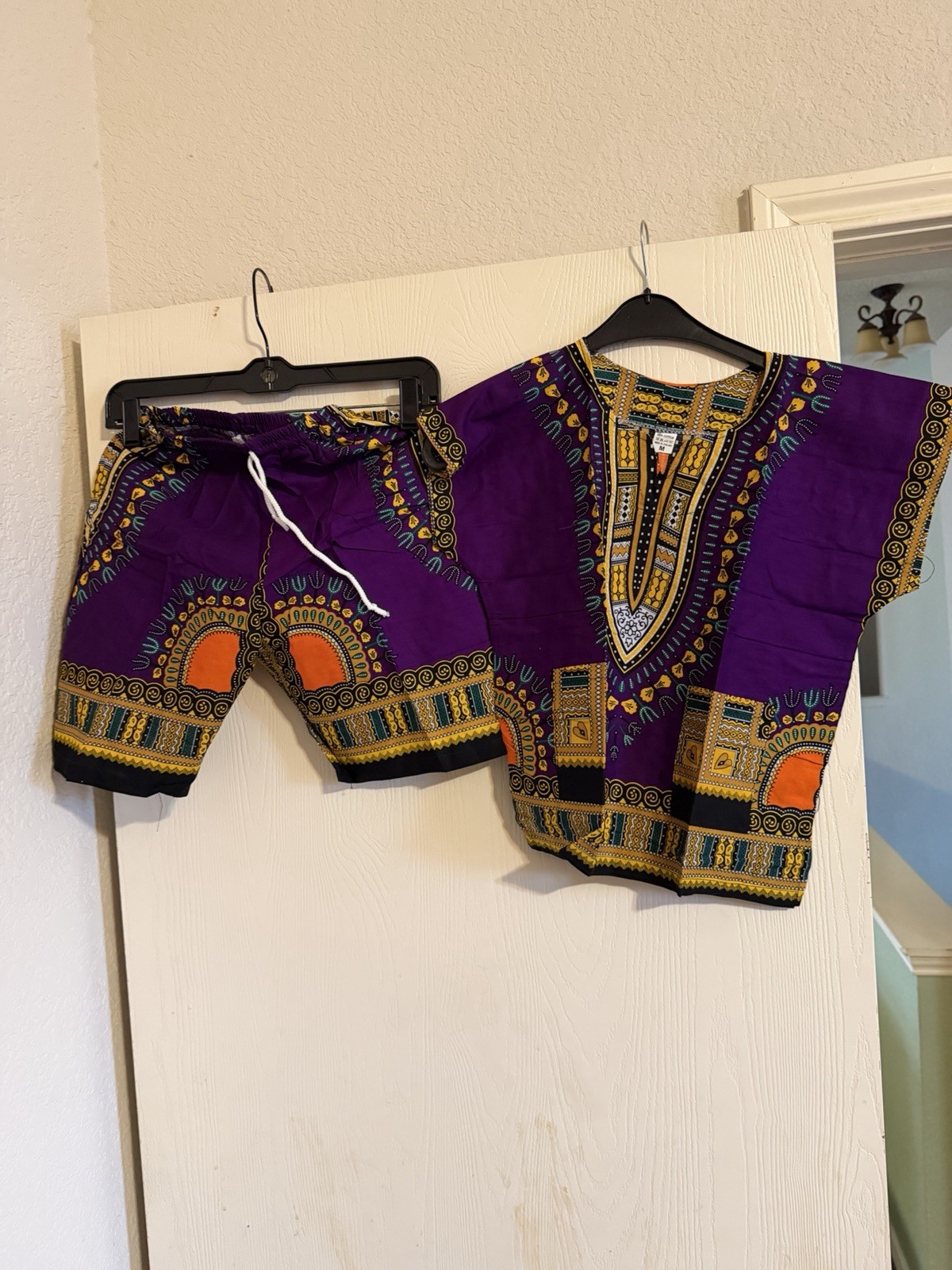 African Dashiki Kids 2-Piece Set – Green Tribal Print Top & Shorts Outfit