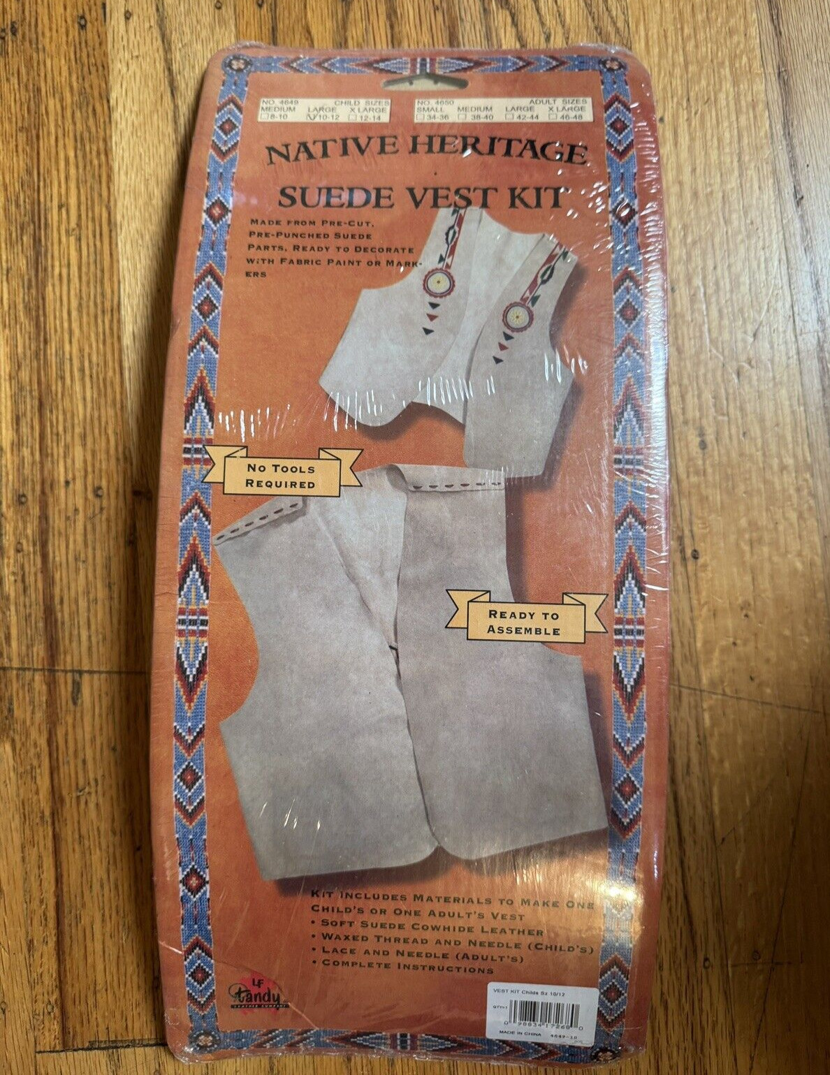 Tandy Leather Co Leathercraft Native Heritage Suede Vest Kit Youth Large 10-12