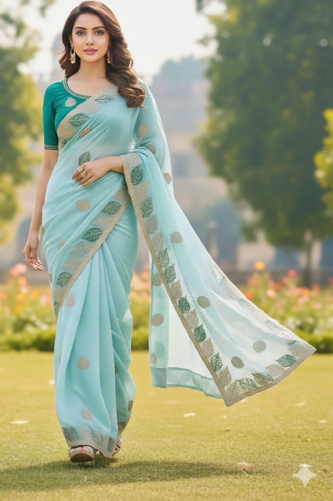 Indian Bollywood Soft Fandy Saree Wedding Party Wear Sari With FullStitch Blouse