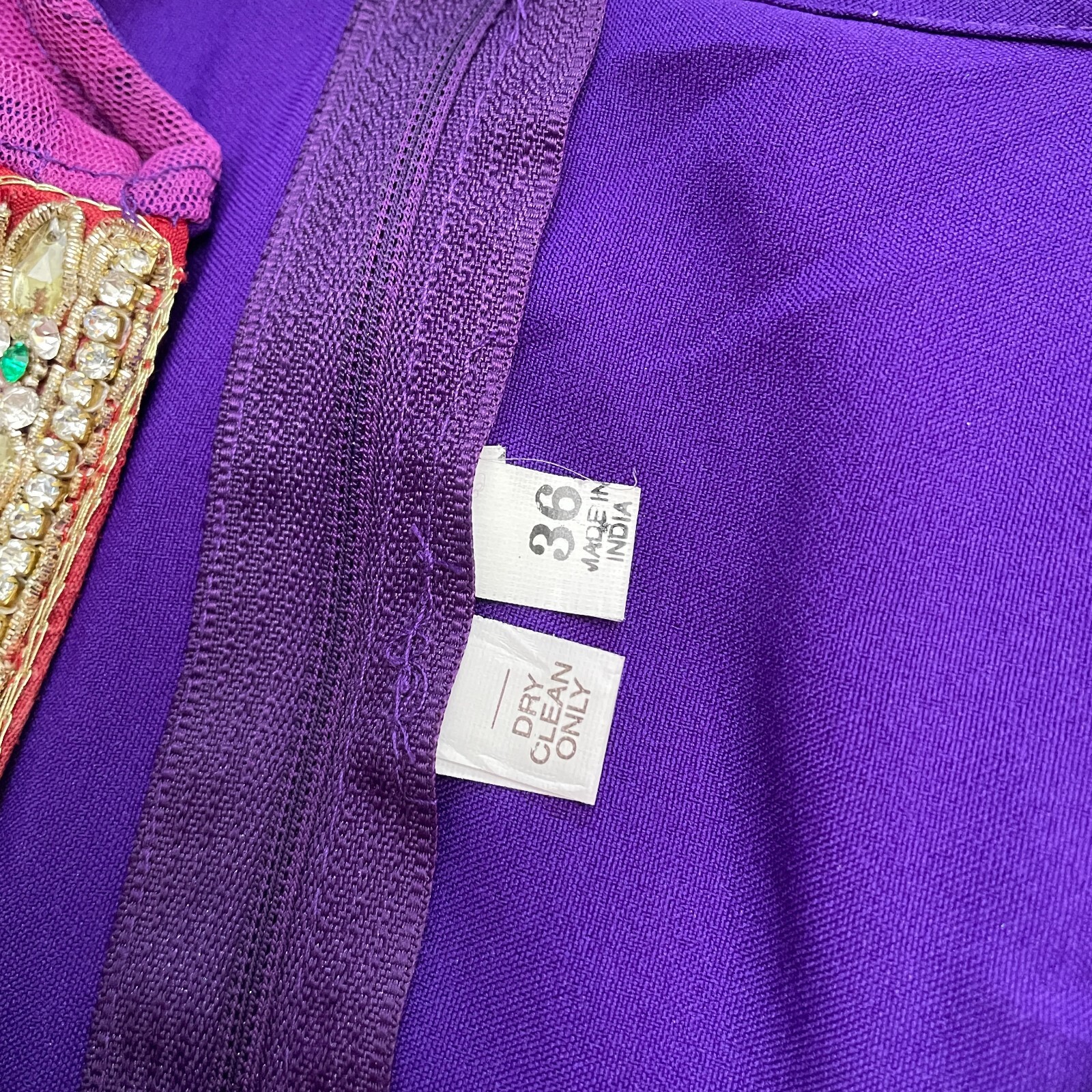 Unbranded Rhinestones Indian Dress Womens 36 Purple Short Sleeve Salwar Kameez
