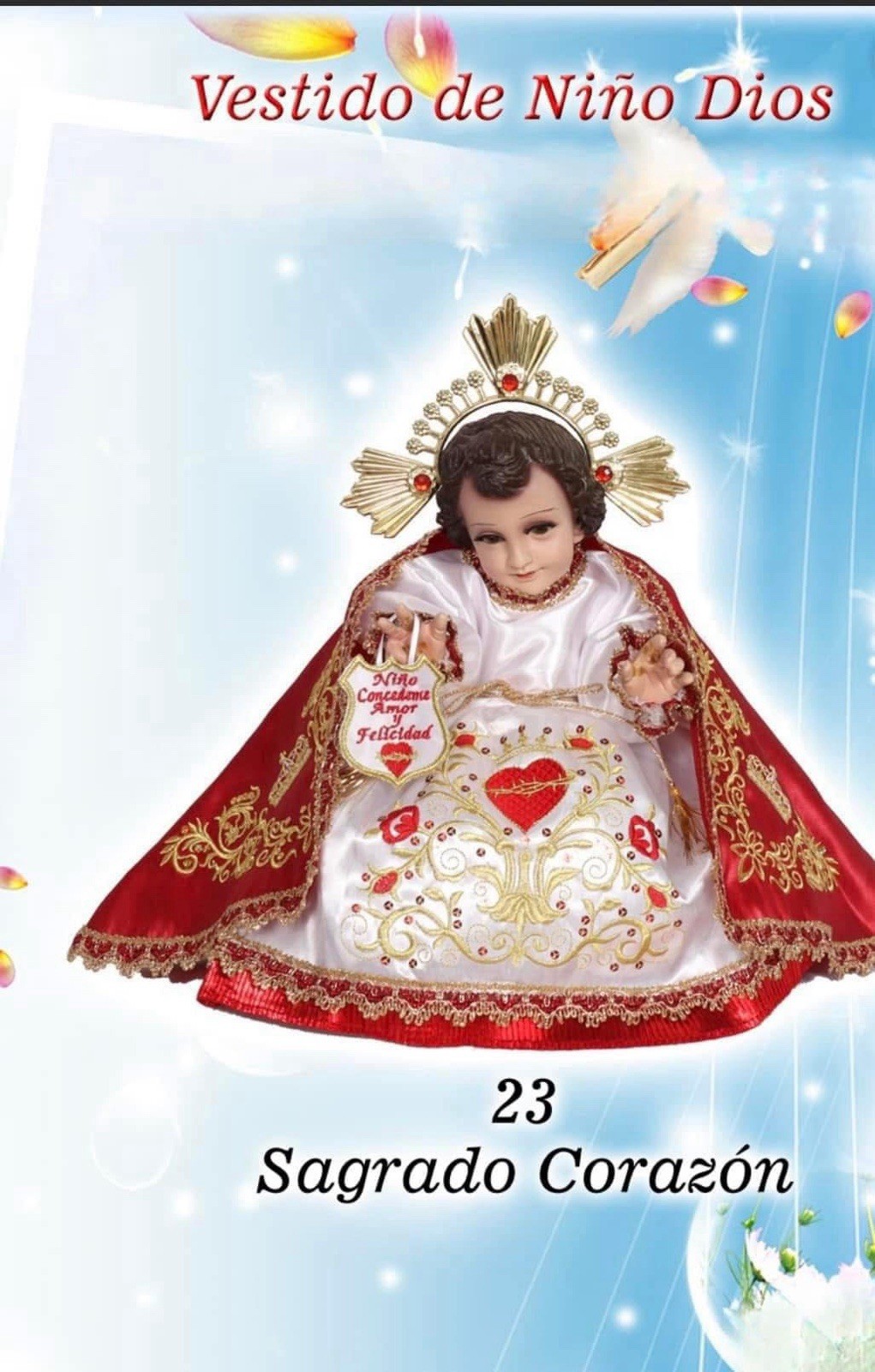 Sagrado Corazón Niño Dios Costume Red White Gold Outfit Boys Size 23