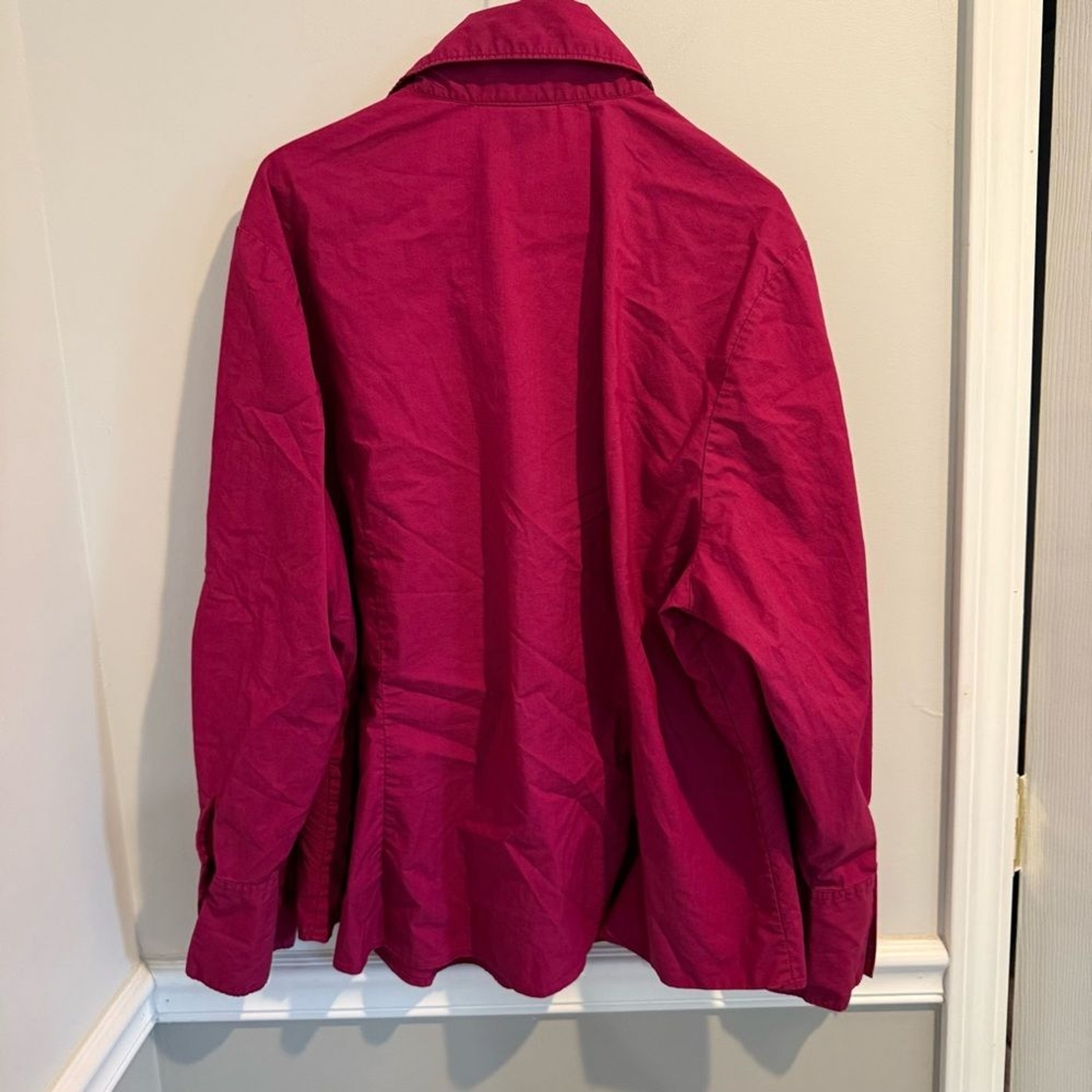 LANE BRYANT Shirt Size 22/24 Hot Pink pleated Button Up Long Sleeve Blouse
