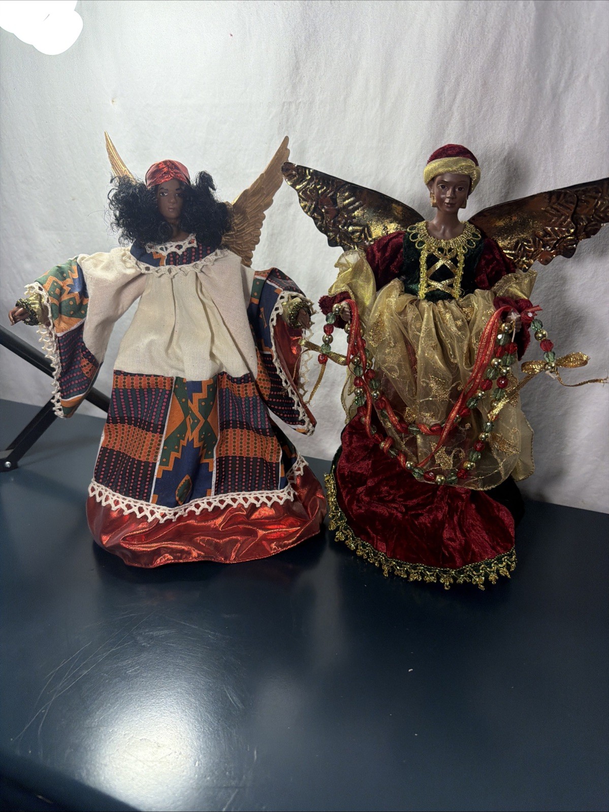 Lot Of 2 African American Black Angels Tribal Dress And Traditional Old World