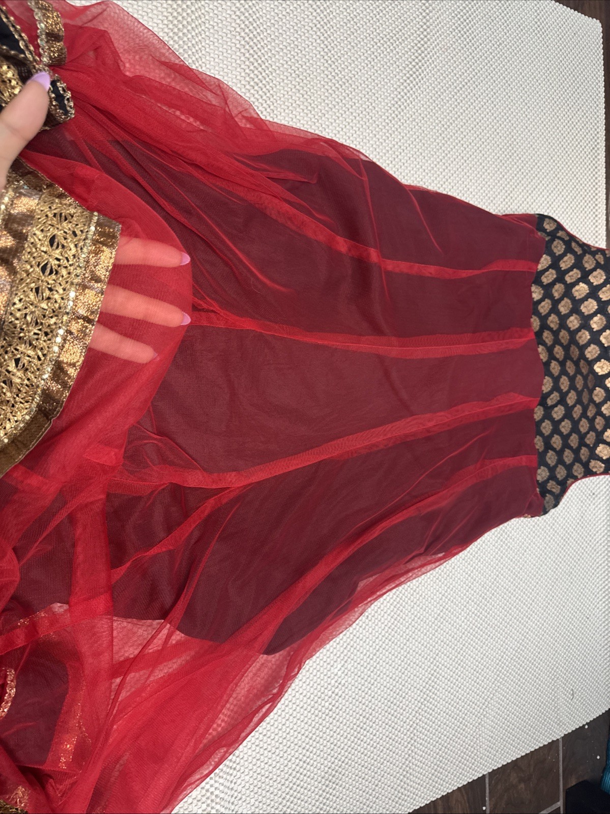 RangManch Women’s Indian/Pakistani Red/Black/Gold, Traditional Dress, Size Small