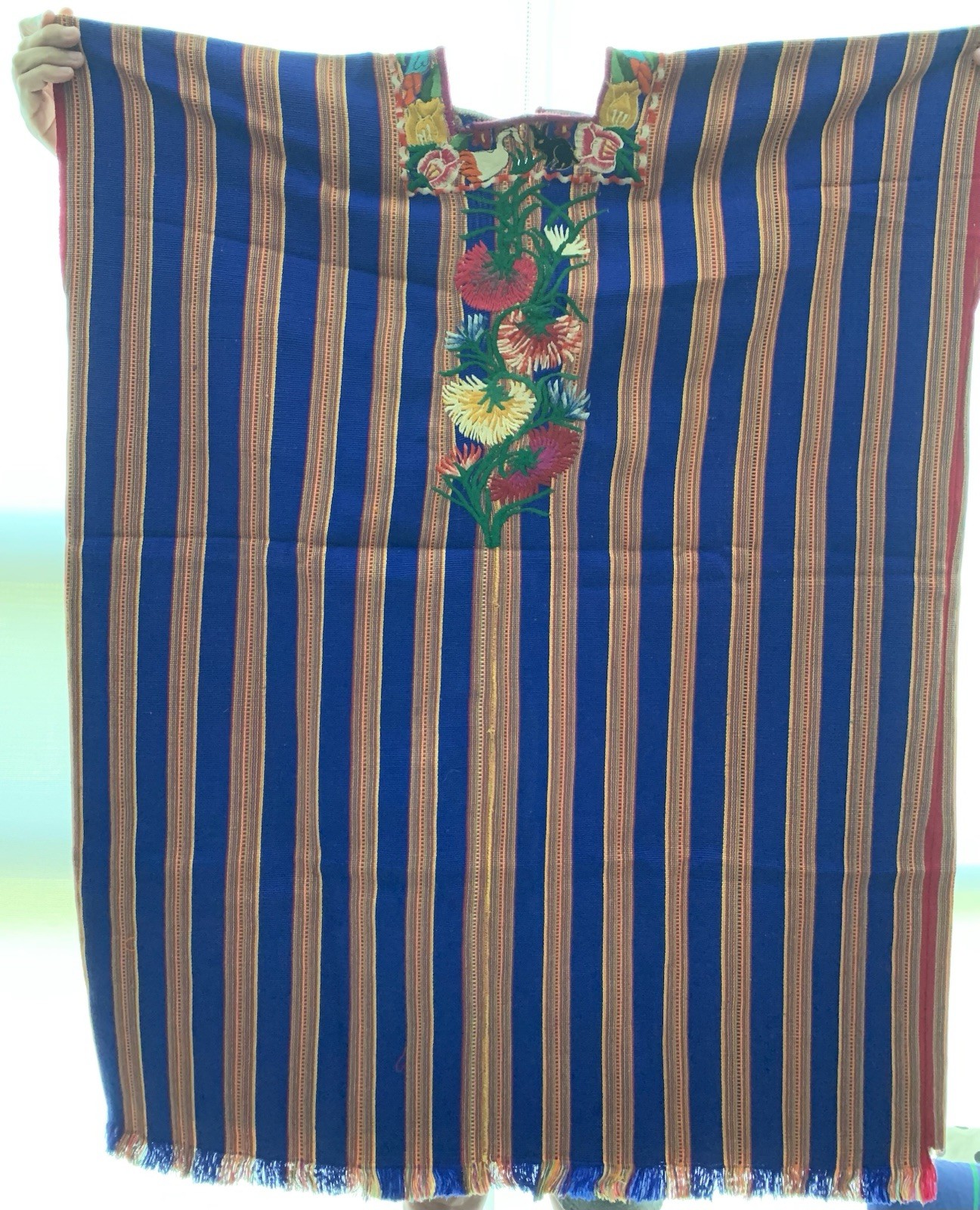 Textile Traditions Women One Size Woven Striped Huipil Tunic Embroidered Multi